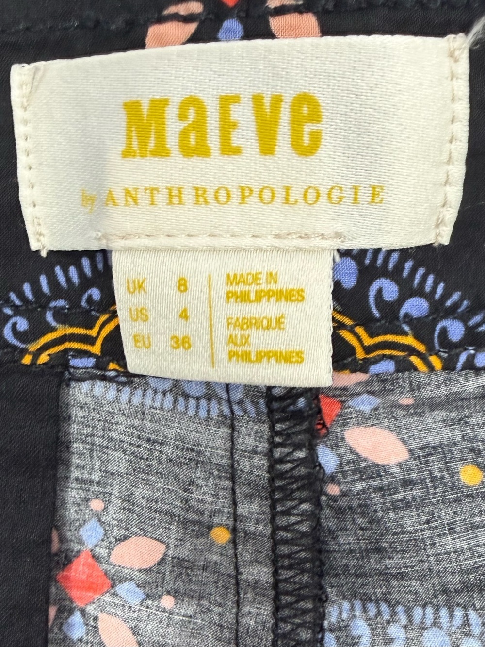 Maeve Anthropologie Abstract City Black Motif High Rise Shorts 4 Boho Festival - Picture 5 of 7